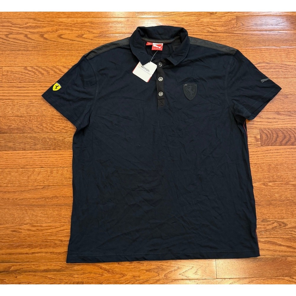 New Puma Ferrari Polo Shirt Mens XL Black Scuderia Racing F1 Motorsport